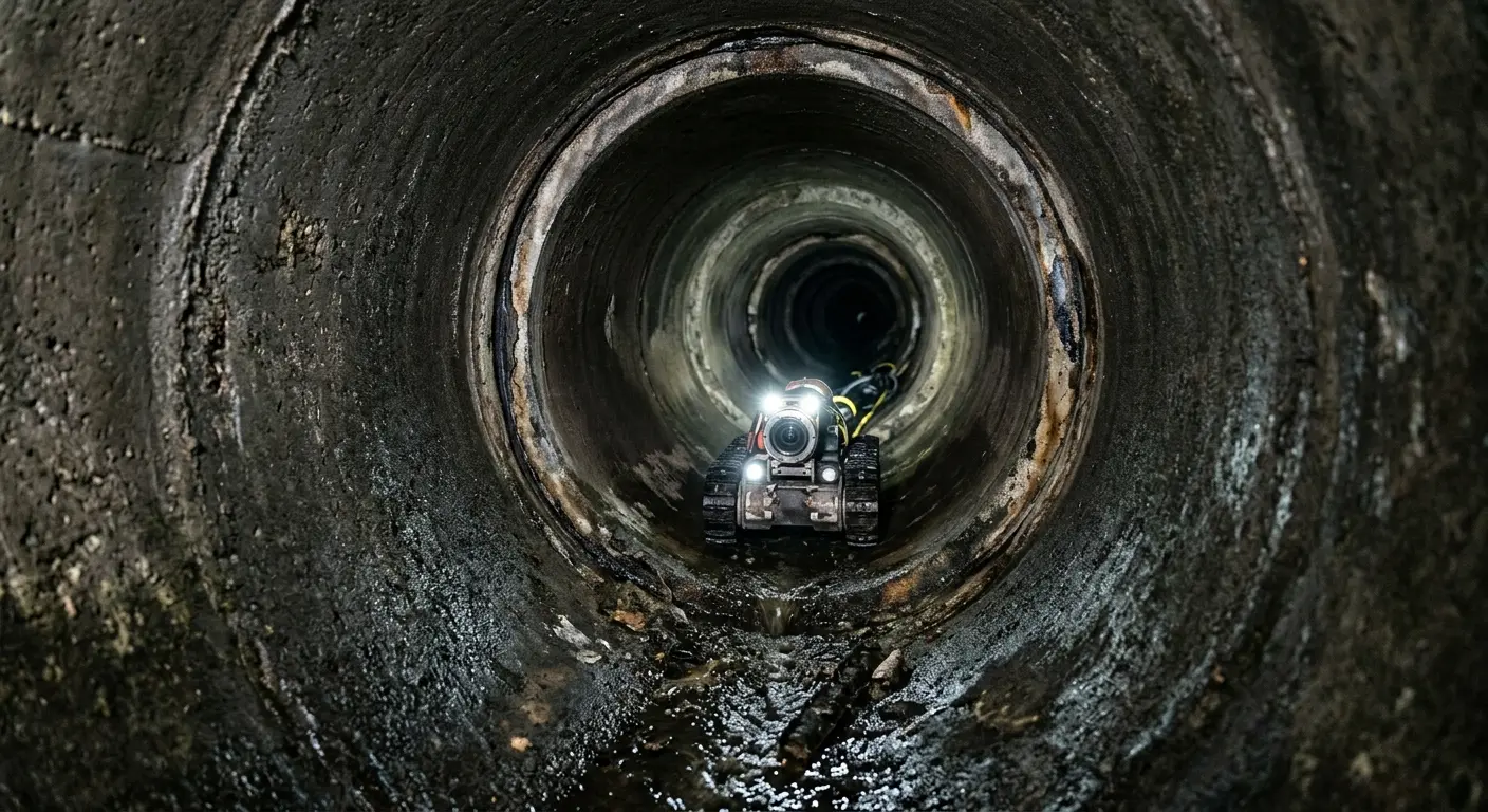 Robotic sewer camera inspecting pipe interior for Sewer Line Repair in East Ridge